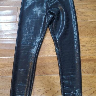 EXPRESS Vegan Faux Leather Croc  Leggings Pants Black Size S Shiny Sexy Rockstar